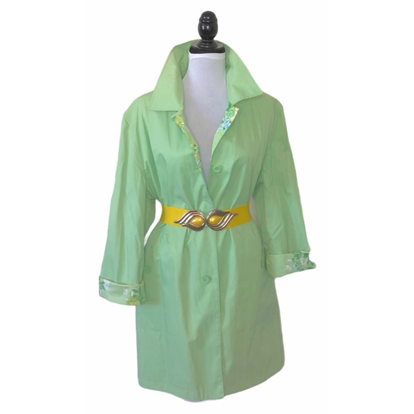 Michael Kors Reversible Green Floral Trench Coat - Picture 7 of 7